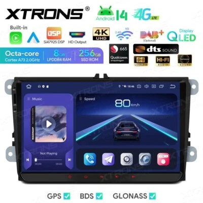 AUTORADIO ANDROID 8/256GB STEREO VOLKSWAGEN SKODA SEAT 9" NAVI GPS DISPLAY QLED - Immagine 1 di 4