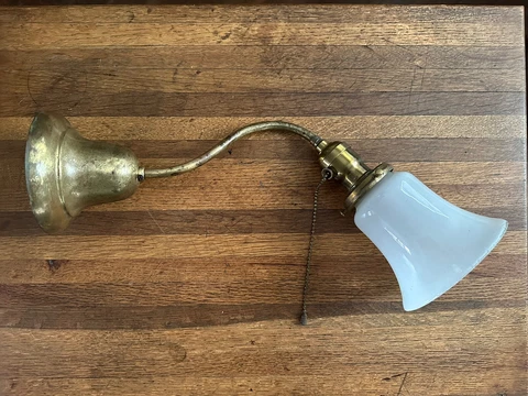 Antique Brass Wall Light Fixture Arrow Socket Uno shade fitter Frosted Glass Cover