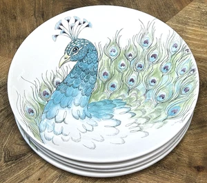 EDIE ROSE PEACOCK Set of 4 Accent Lunch / Salad Plates 9 1/8" Rachel Bilson Blue - Picture 1 of 8