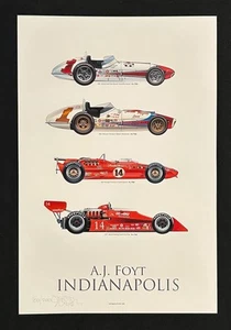 AJ Foyt 4-time Indy 500 Winner 18x12 Limited Edition Print signed by artist - Picture 1 of 1