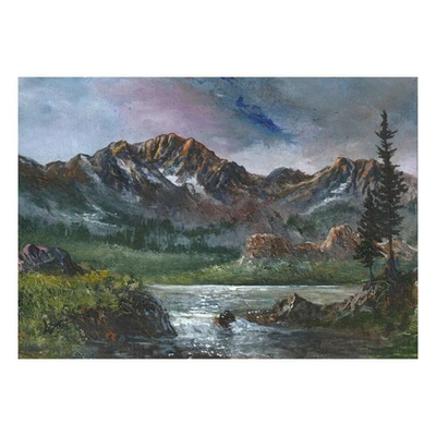 ACEO original miniature Storm Peaks 172 mountain landscape art painting Woodruff - Image 1 of 3