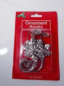 Silver Christmas Ornament Hooks with Snowflakes set of 12 - Picture 1 of 1