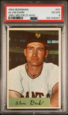 1954 BOWMAN .986/.960 FIELD AVG. #41 ALVIN DARK PSA 4 - Image 1 of 2