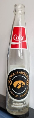 Botella de Coca-Cola Coleccionista Iowa Hawkeyes Nation Champs (Rose Bowl) 1981 de colección Foto 1 de 2