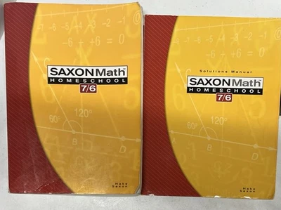 Saxon Math Homeschool 7/6 4th Ed. Student Textbook + Solutions Manual Set VG PB - Image 1 of 4