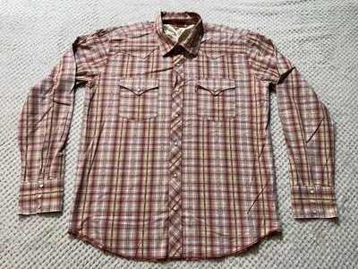Levis Red Tab Western Shirt Plaid Check Pearl Snap Cotton Long Sleeve Size XL - Image 1 of 4