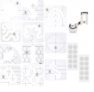 14-teiliges Free Motion Quilting Kit - 11 3 mm Vorlagen, Nähfuß mit hohem Schaft, nicht - Bild 1 von 12