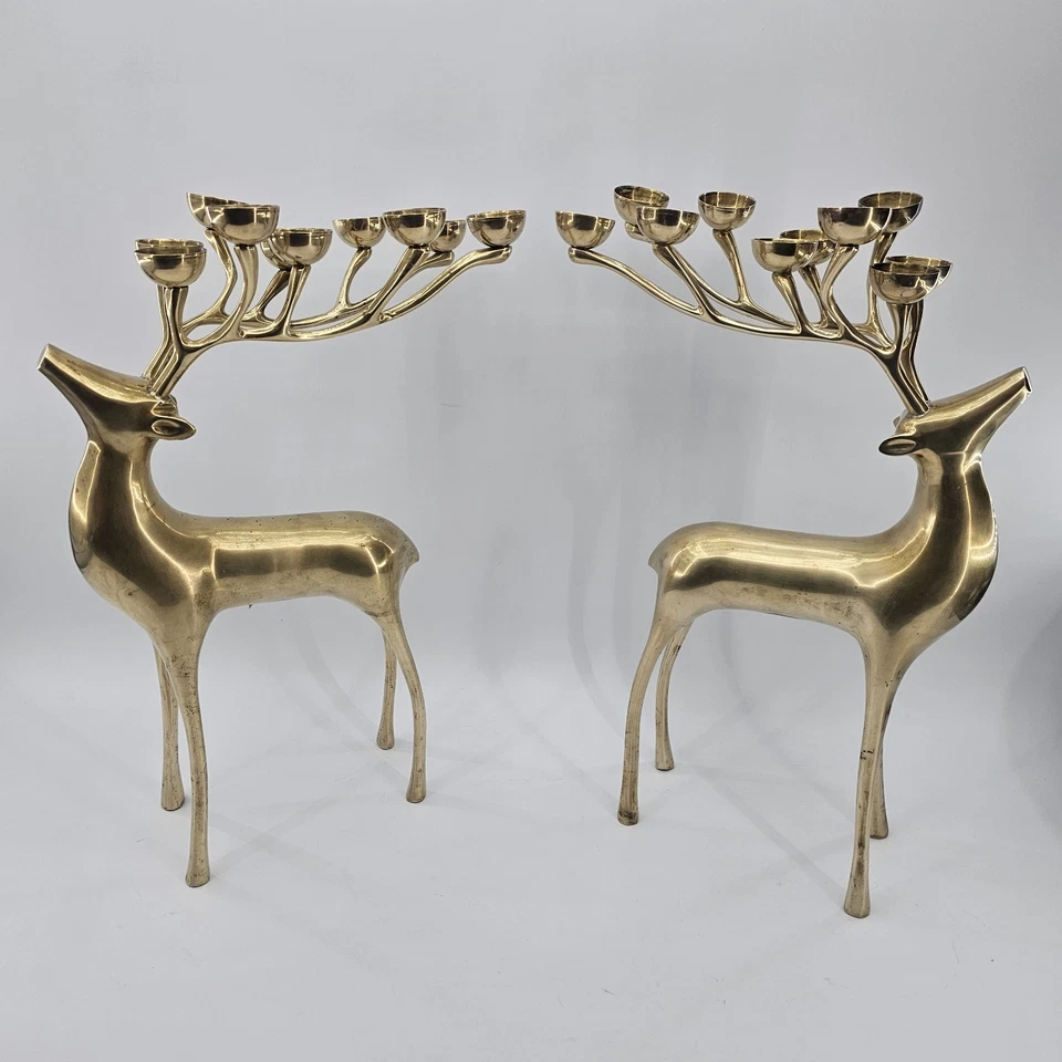 Пара латунных северных канделябров Pottery Barn Williams Sonoma 1997 10 чашек 20 дюймов - Изображение 1 из 4