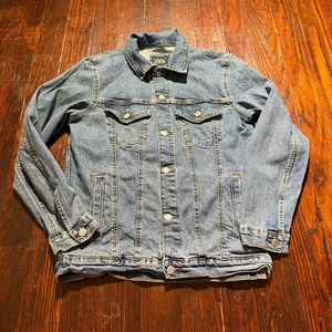 Zara Denim Jeansjacke Herren klein blau Typ 3 Taschen Trucker Biker 90er - Bild 1 von 9