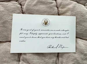 Richard Nixon Biglietto di Riconoscimento Casa Bianca Sigillo e Penna Auto - Foto 1 di 2