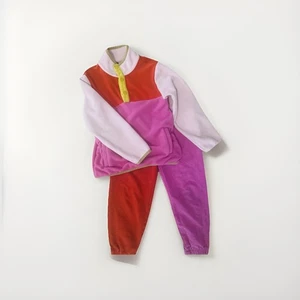 Hanna Andersson Colorblock Sweatpants Jogger Set Girls Size 6-7 Terry w/ Pockets - Picture 1 of 9