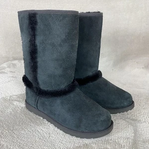 UGG Stiefel Jugend Größe 6 schwarz Wildleder Fleece gefüttert klassisch groß Winter Schnee Slipper - Bild 1 von 10