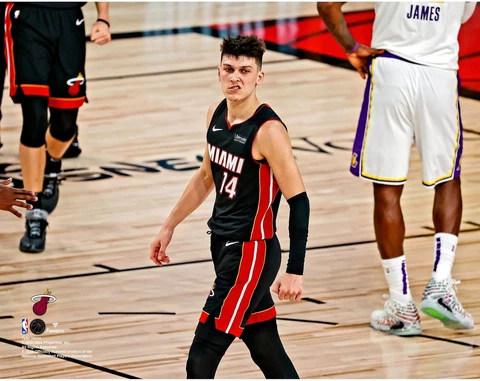Tyler Herro Miami Heat Unsigned 2020 Finals Game 3 Clebration Photo Cover