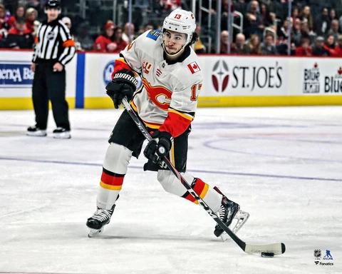 Johnny Gaudreau Calgary Flames UnsignedJersey Shooting 16x20 Photo Cover