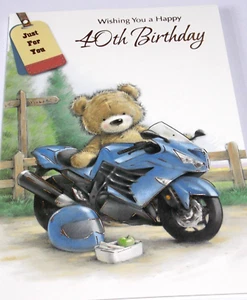 Happy 40th Birthday Card. MotorBike Theme. (D04) - Picture 1 of 3