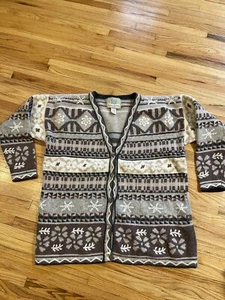 Vintage JK The Alpine Collection Damen Lammwolle Strick Cardigan Pullover 14/16 - Bild 1 von 6