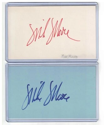 (2) MIKE MOORE INDEX CARD SIGNED 1989 WS CHAMPS OAKLAND A'S PSA/DNA CERTIFIED - Image 1 of 2