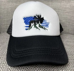 Flag, Country, Moose Mountains Snapback Trucker Hat Cap Mesh Back Embroidered - Picture 1 of 6