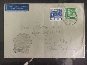 1937 Batavia Netherlands Indies First Day Cover FDC to Zlin Czech Republic - Picture 1 of 3
