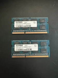 ELPIDA 4GB Kit, 2x2GB Memory Ram 2RX8 PC3 10600S-9-10-F1 (EBJ21UE8BFU0-D-J-F) - Picture 1 of 2