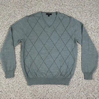 READ Burberry London Argyle Tan Gray New Wool Pullover Crew Sweater Jumper Small - Image 1 of 4