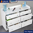 Modern White Dresser w/ 6 Drawers Nightstand for Bedroom Bedside Storage Cabinet