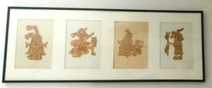 4 STRAW ART BY ARTURO HERNANDEZ MAYAN POPOTILLO MEXICO IN SINGLE FRAME - Picture 1 of 8