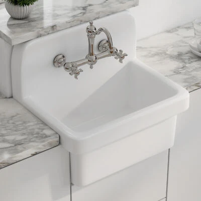 Eridanus 21"/ 24"/ 30" Vitreous China Laundry Sink Wall Mount Utility Sink White