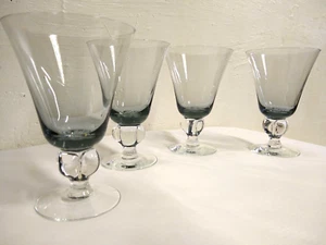 Brodegaard Kristine Smoke Water Glasses 5 Lobe Stem 5.5 x 3.5" Set of 4 Glasses - Picture 1 of 5