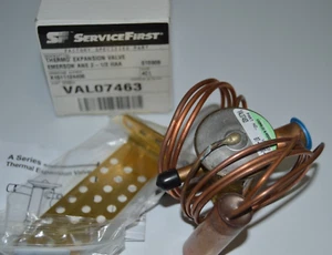 SERVICE FIRST VAL07463 THERMO EXPANSION VALVE R-22, 1/4" Inlet, 5/8" Outlet NEW - Picture 1 of 4
