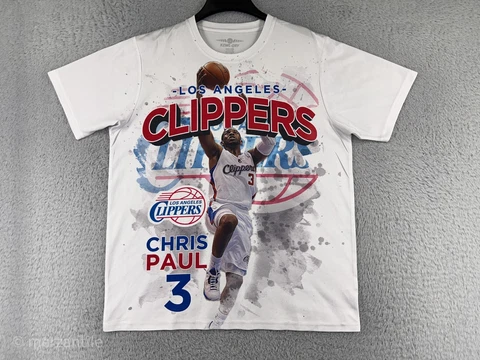 Los Angeles Clippers Shirt Mens Large White #3 Chris Paul Graphic Print Poly Cover