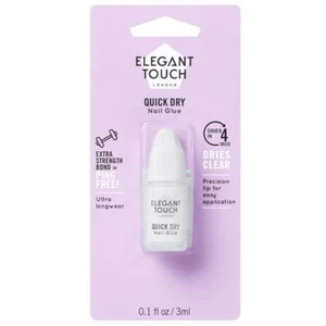 Elegant Touch Quick Dry Artificial Nail Glue - Extra Strength Adhesive - 3ml