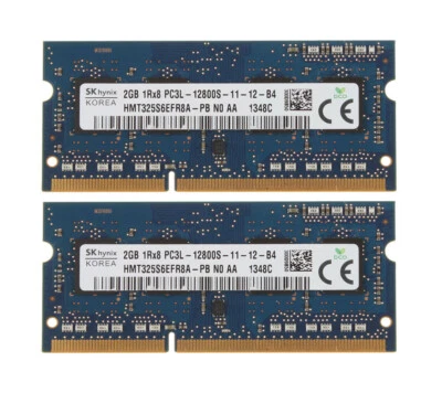 SK Hynix 4GB 2X 2GB 2 GB PC3L-12800 DDR3L-1600MHz 1Rx8 204pin Laptop RAM Memory - Image 1 of 4