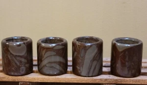 Marble Stone Napkin Rings, Brown Grey, Set Of 4, Natural, Retro - Picture 1 of 9