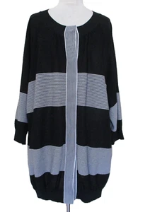 Misook Woman Black White Striped Cardigan Jacket 3X Women 3/4 Sleeve - Picture 1 of 6