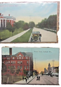 2 POSTCARDSSECOND STREET ASHLAND WISCONSIN SEVENTH AVE - Picture 1 of 4