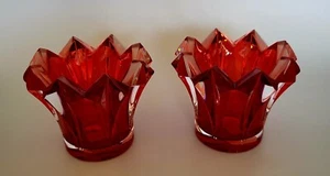 Vintage Mikasa Ruby Red Crystal Votive Candleholders , 3.75" T, Czech Republic - Picture 1 of 3