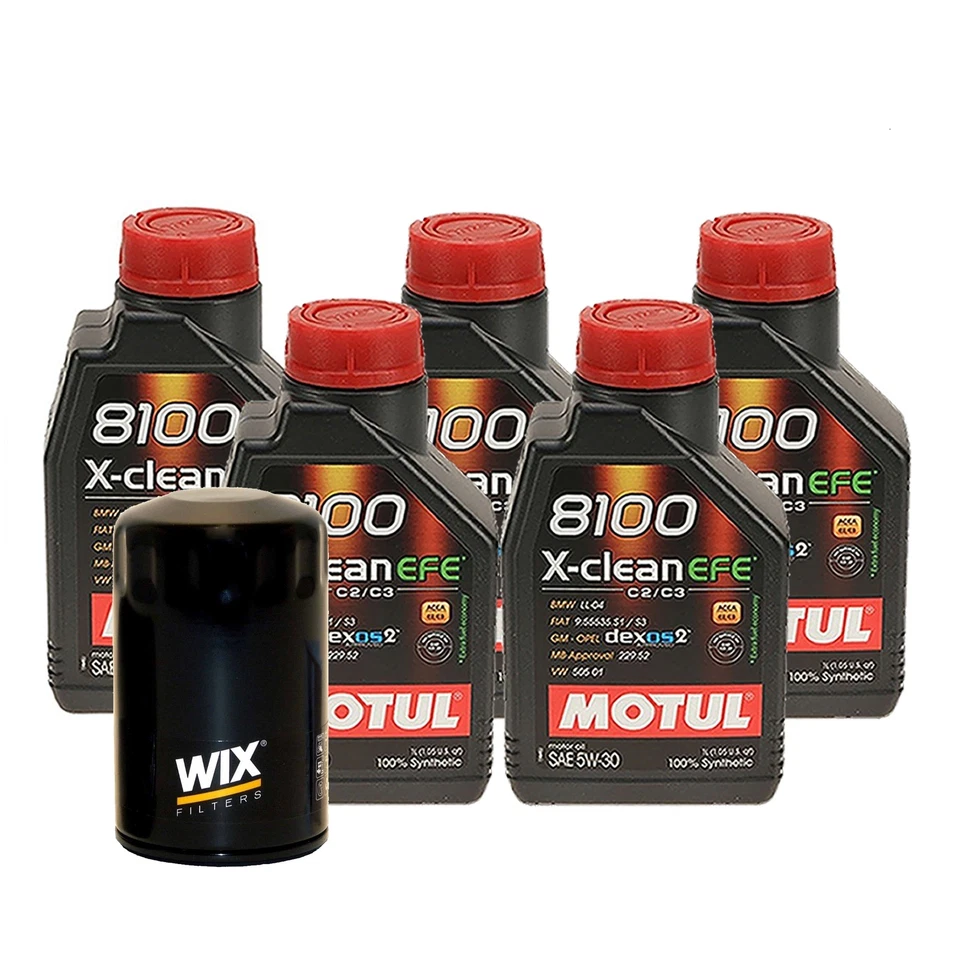 Kit de cambio de aceite de motor filtro Wix 5L Motul 8100 X-CLEAN EFE 5W30 para Mazda 626 MX6 Foto 1 de 1