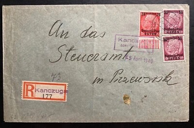 1940 Kanczuga General Government Poland Germany Registered Cover To Przeworsk - Image 1 of 2