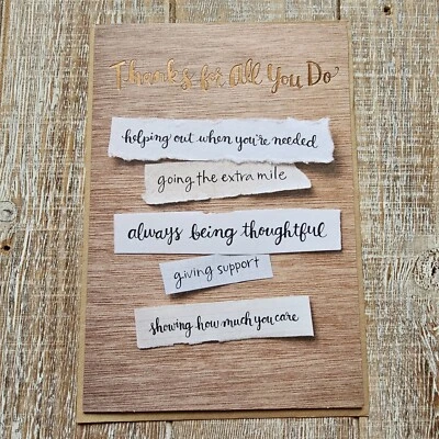 Tarjeta de agradecimiento American Greetings 5X7 madera grano lámina dorada etiquetas apreciarte Foto 1 de 4