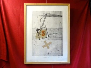 Modern abstract etching 1996 Artist Proof Colin Turnbull signed framed wall art - Picture 1 of 6