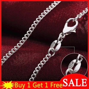 GENUINE 925 silver-plated CURB CHAIN NECKLACE LOBSTER CLASP 74000+SOLD INCH - Picture 1 of 10
