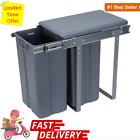2 Section Under The Sink Pull Out Dual Rubbish Bins Kitchen Cupboard Trash 30l