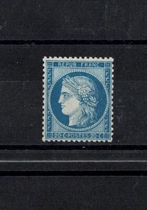 SELLO DE FRANCIA YVERT ET TELLIER 37 SCOTT # 57 " CERES 20c AZUL 1870" MNG EN MUY BUEN ESTADO X987 - Imagen 1 de 2