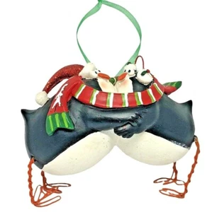 Pinguine in Love Ornament umarmender Ständer oder hängen süßer Schal blaue Augen - Bild 1 von 7