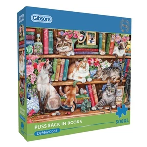 Gibsons Games Puss Back In Books 500XL Piece Jigsaw Puzzle Extra Large Pieces - Picture 1 of 2