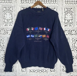 Vintage Structure Mountain Peaks With Flags Sweater Sz Mens XL - Picture 1 of 6