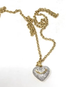 Juicy Couture Crystal Rhinestone Pendant Pave Puffy Heart Long Necklace 36” - Picture 1 of 5