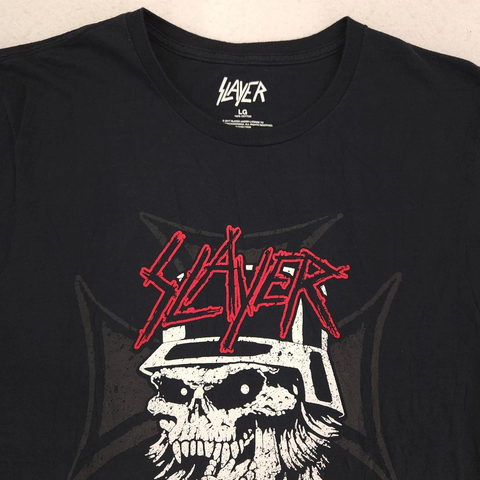 Camisa Slayer Gráfica Banda Manga Corta Cuello Redondo Para Hombre Talla Grande L Negra Foto 1 de 4