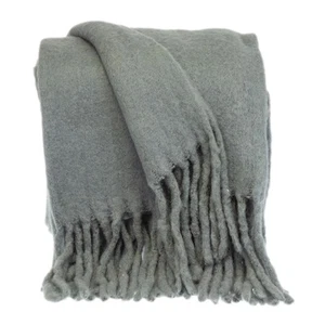 Super Soft Gray Soft Solid Color Handloomed Throw Blanket - Picture 1 of 10